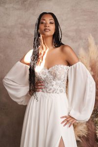 vestido de novia bohemio con mangas de gasa - bodas castellon